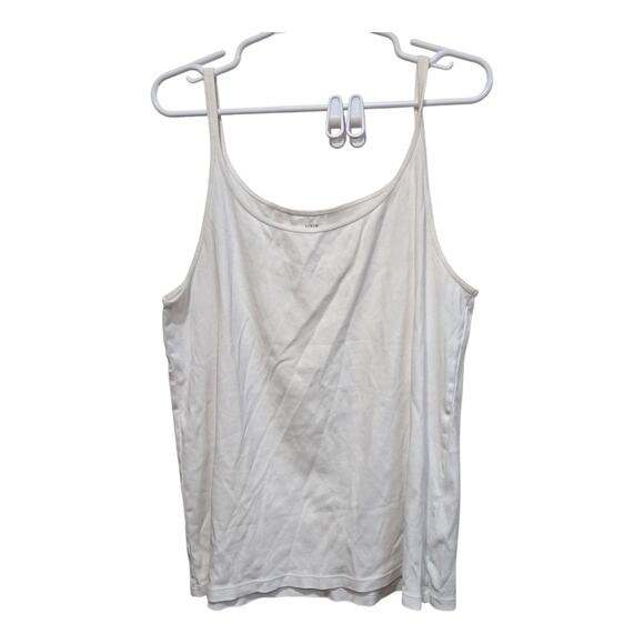 J.Crew White Fine Rib Cotton Tank Size 2X Plus Basic Layering Top - Picture 1 of 5